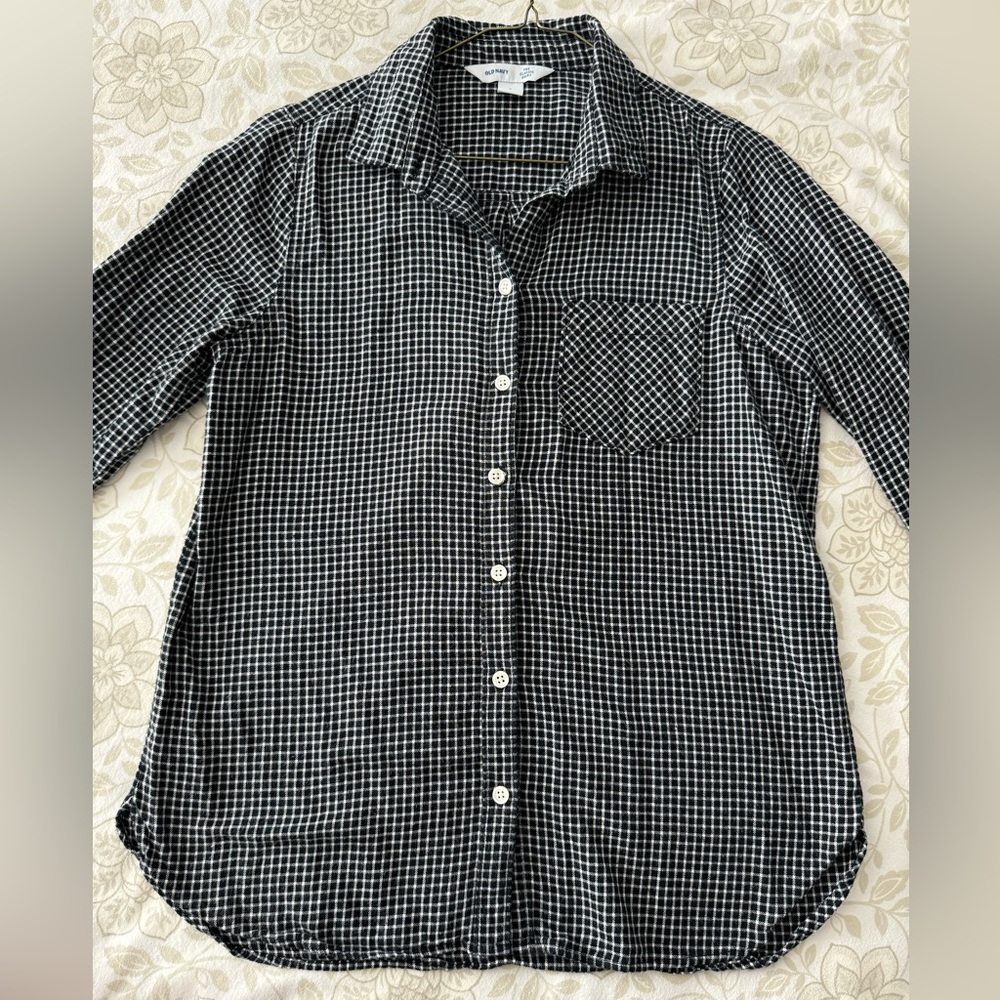Old Navy The Classic Shirt Black Checkered